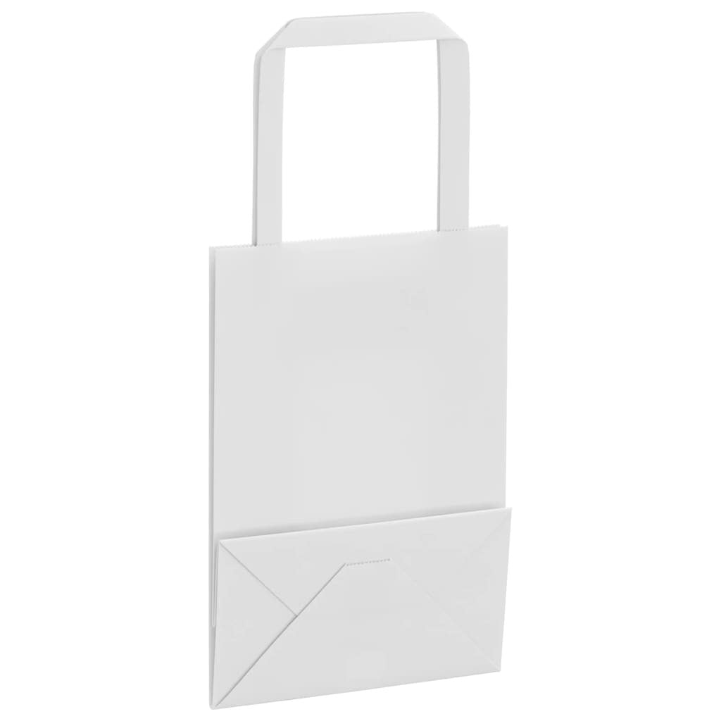 Paper Bags 250 pcs with Handles White 15x8x21 cm