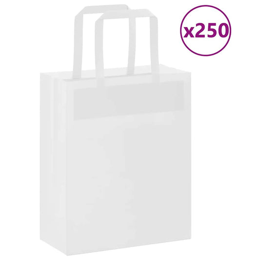 Paper Bags 250 pcs with Handles White 18x8x22 cm