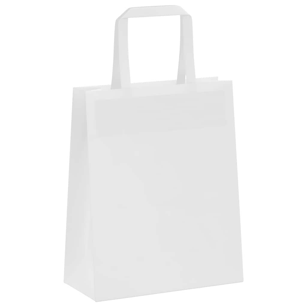 Paper Bags 250 pcs with Handles White 18x8x22 cm