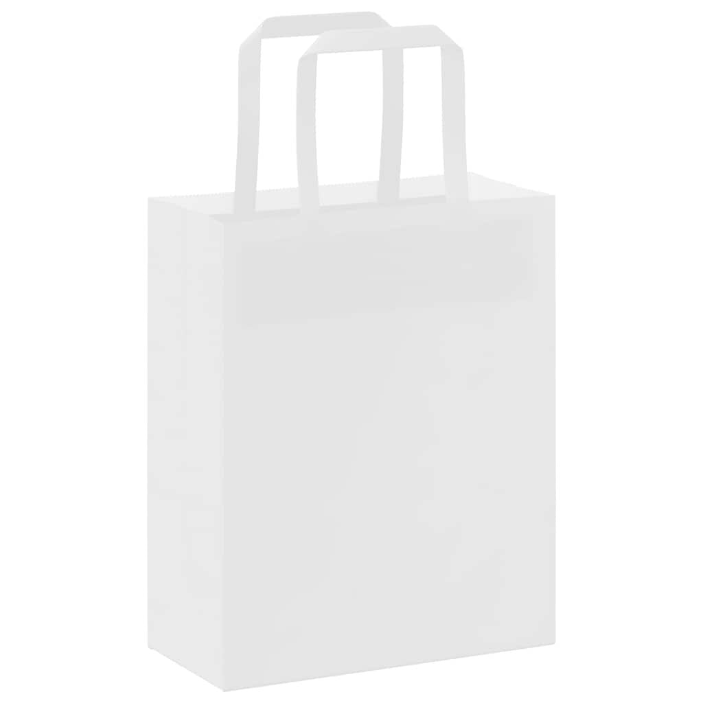 Paper Bags 250 pcs with Handles White 18x8x22 cm