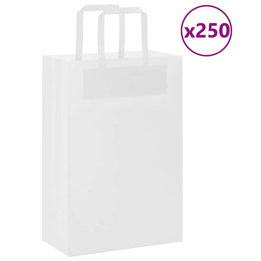 Paper Bags 250 pcs with Handles White 21x11x31 cm