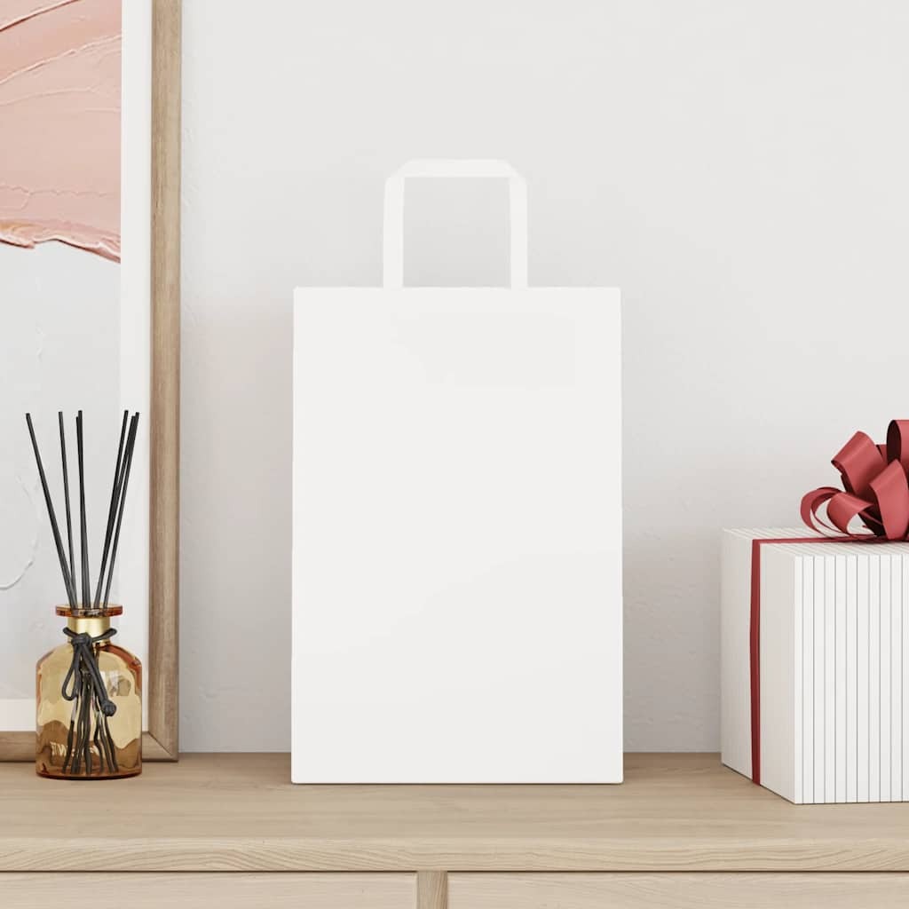 Paper Bags 250 pcs with Handles White 21x11x31 cm