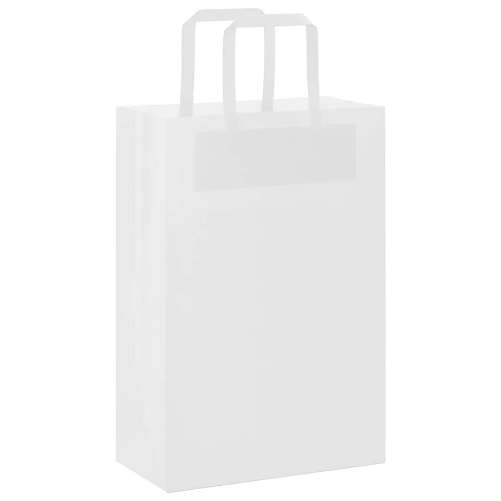 Paper Bags 250 pcs with Handles White 21x11x31 cm