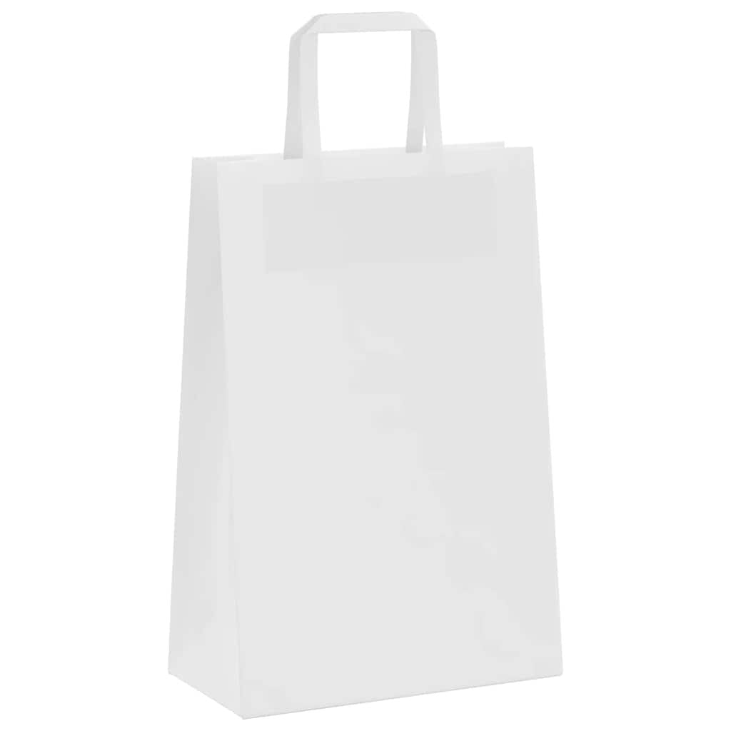 Paper Bags 250 pcs with Handles White 21x11x31 cm
