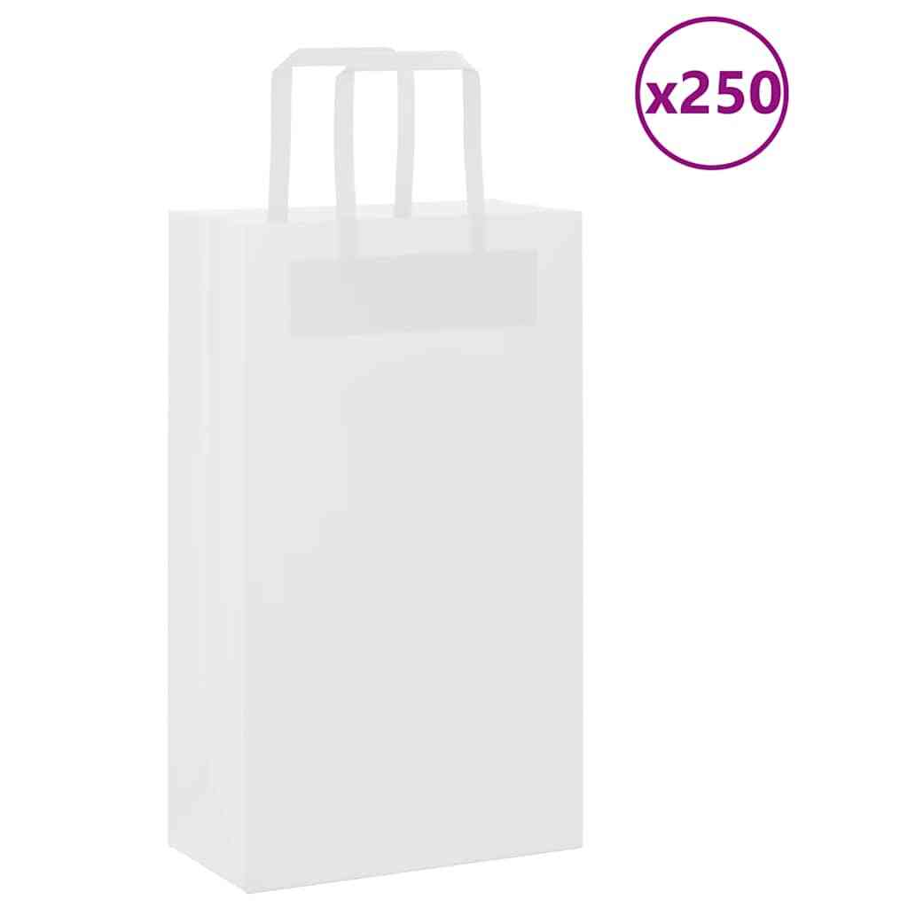 Paper Bags 250 pcs with Handles White 21x11x36 cm