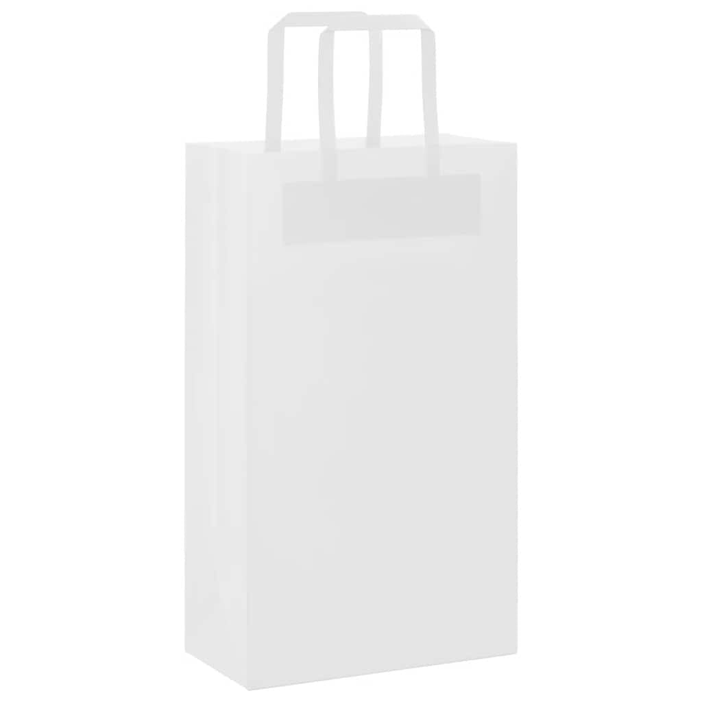 Paper Bags 250 pcs with Handles White 21x11x36 cm