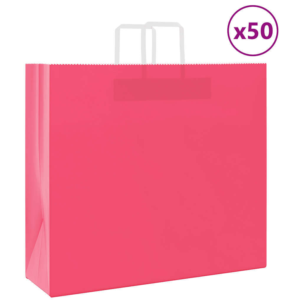 Paper Bags 50 pcs with Handles Pink 54x15x49 cm