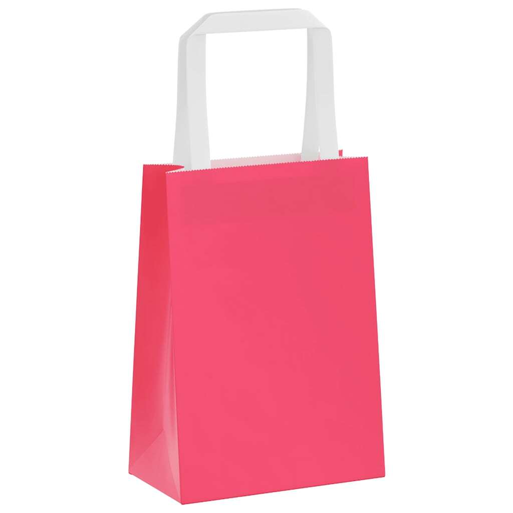 Paper Bags 250 pcs with Handles Pink 15x8x21 cm