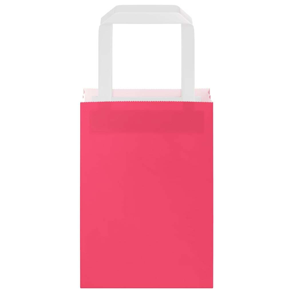 Paper Bags 250 pcs with Handles Pink 15x8x21 cm