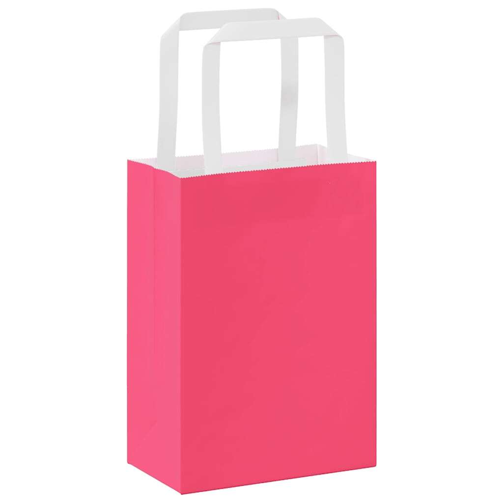Paper Bags 250 pcs with Handles Pink 15x8x21 cm