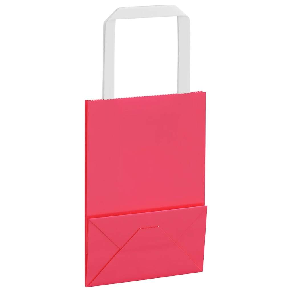 Paper Bags 250 pcs with Handles Pink 15x8x21 cm