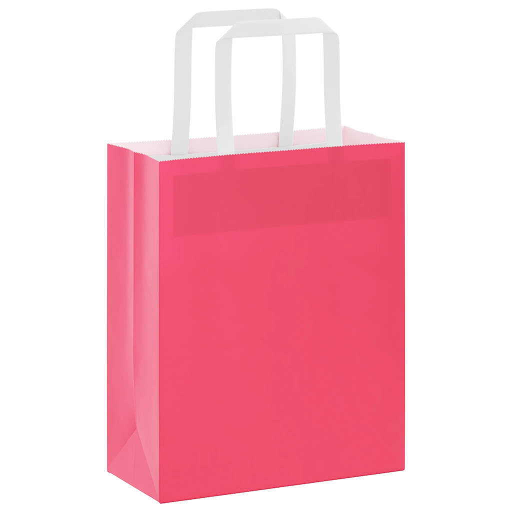 Paper Bags 250 pcs with Handles Pink 18x8x22 cm