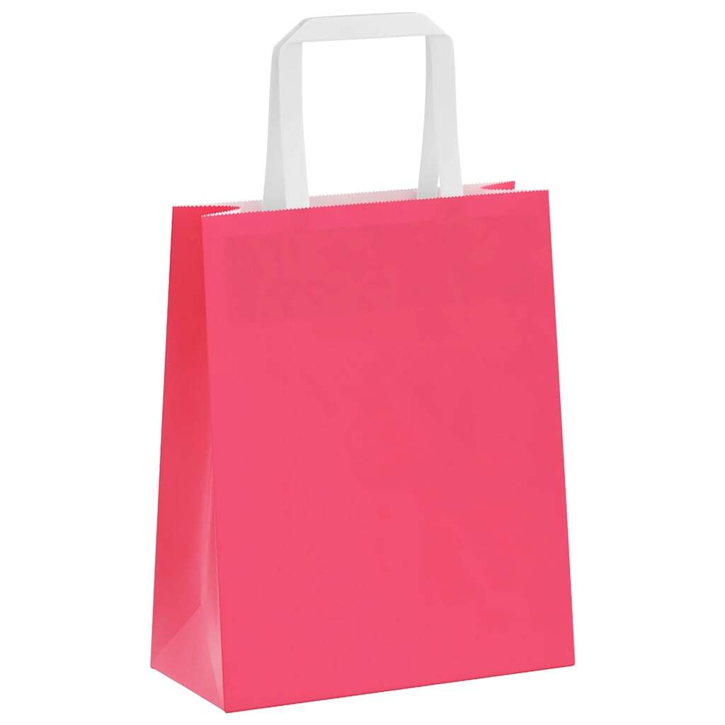 Paper Bags 250 pcs with Handles Pink 18x8x22 cm