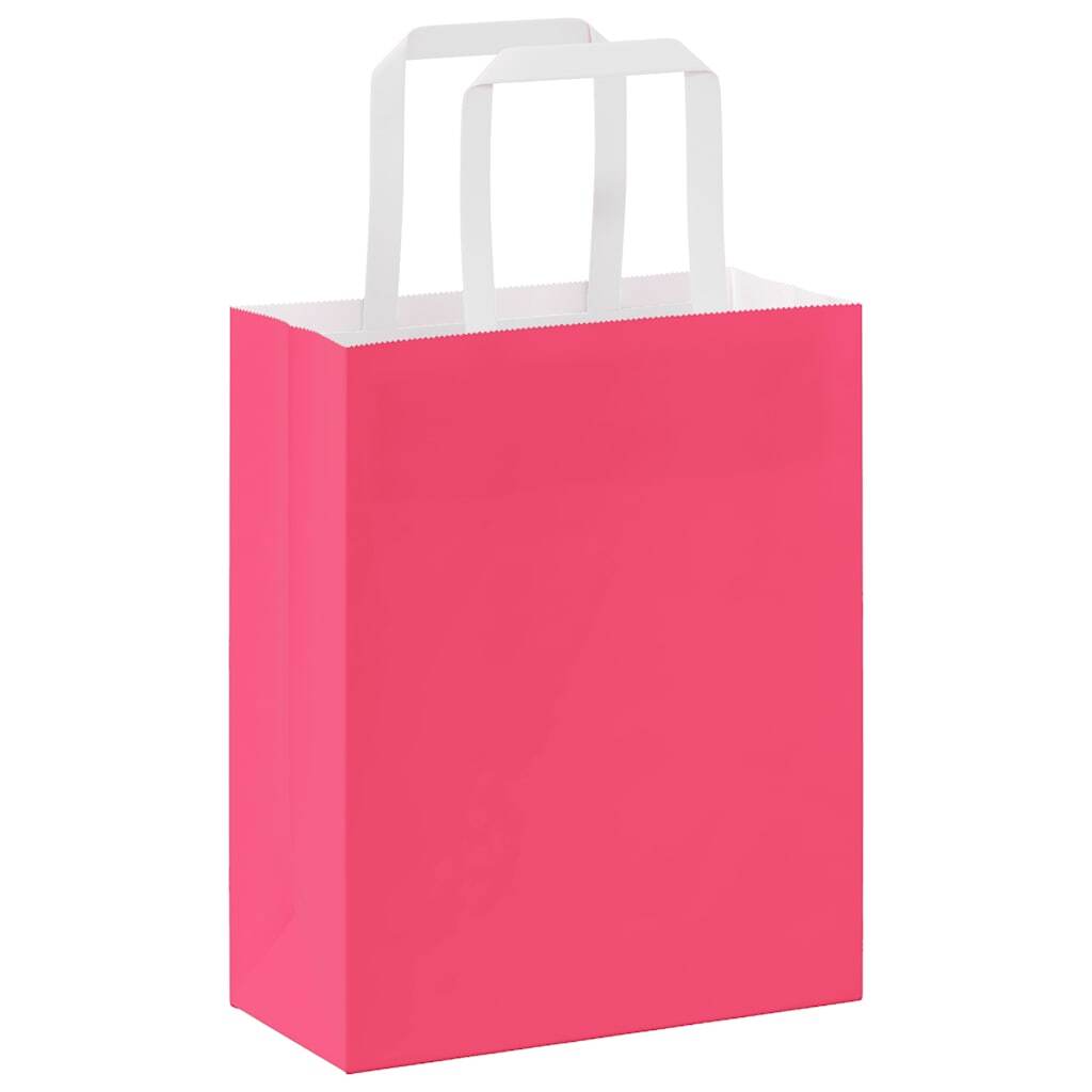 Paper Bags 250 pcs with Handles Pink 18x8x22 cm
