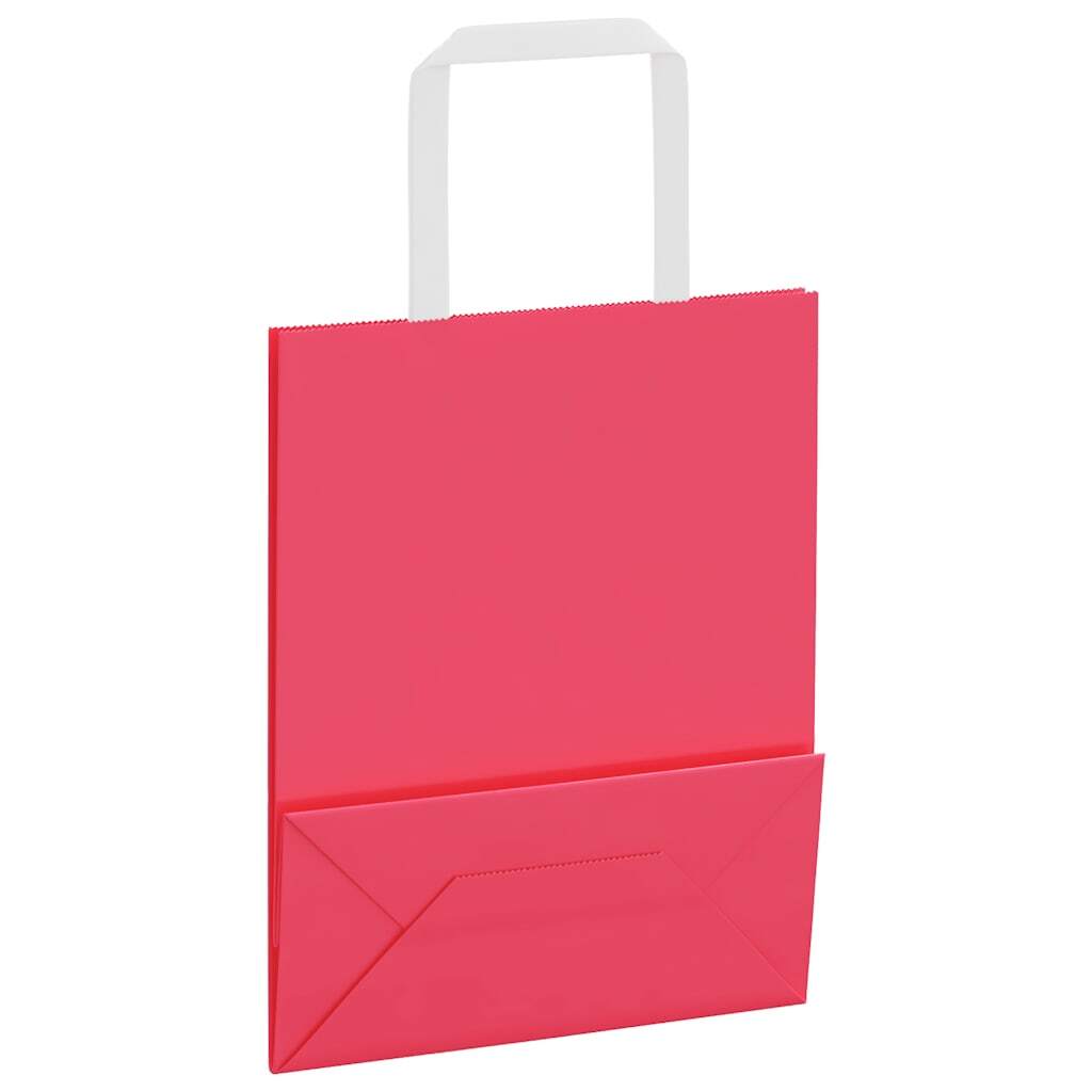 Paper Bags 250 pcs with Handles Pink 18x8x22 cm