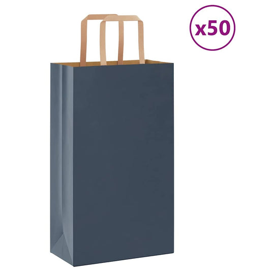 Paper Bags 50 pcs with Handles Blue 21x11x36 cm