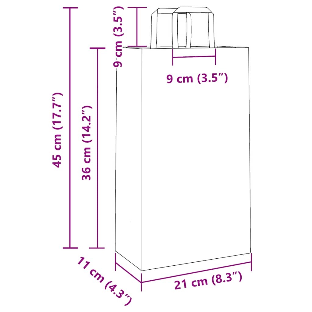 Paper Bags 50 pcs with Handles Blue 21x11x36 cm