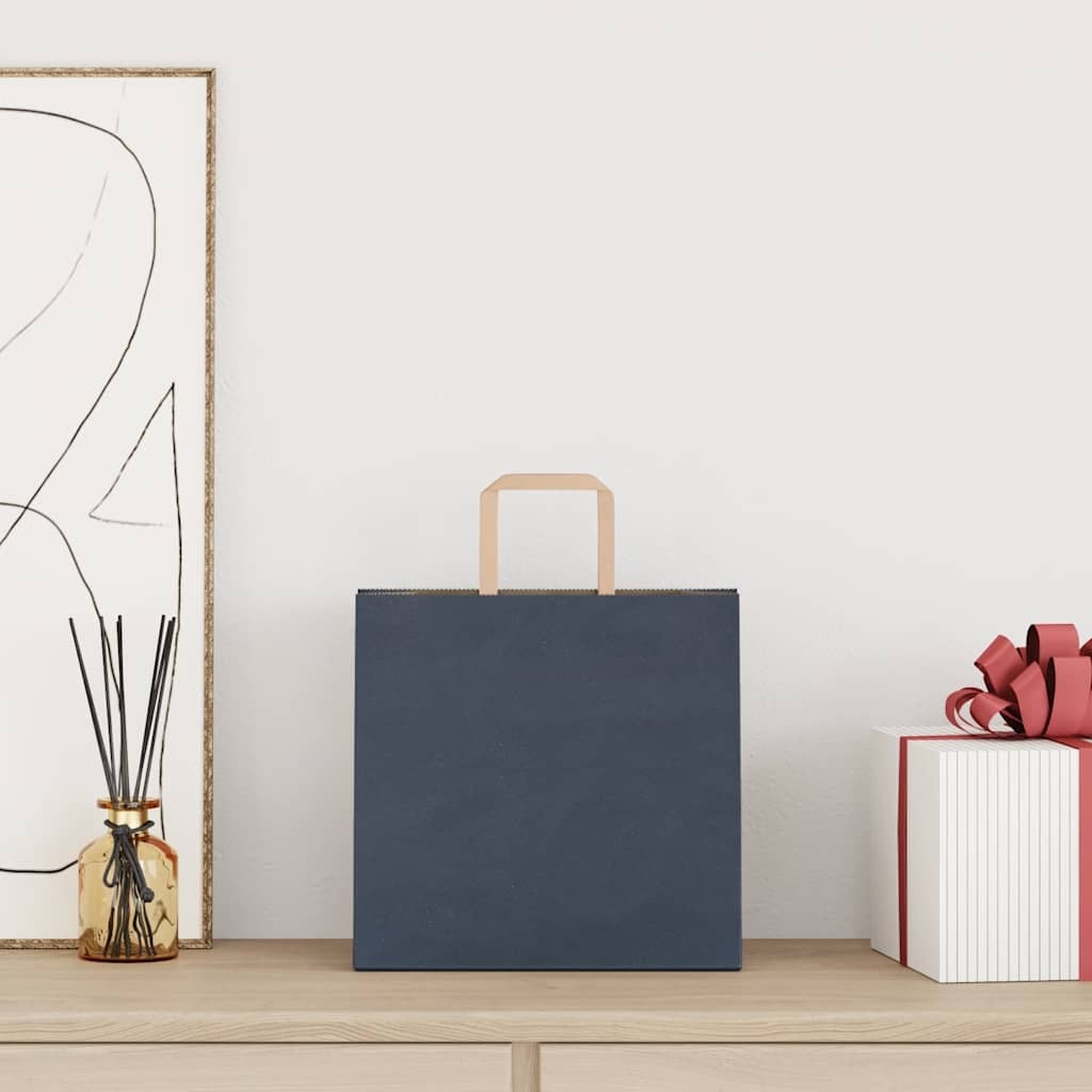 Paper Bags 50 pcs with Handles Blue 26x17x25 cm