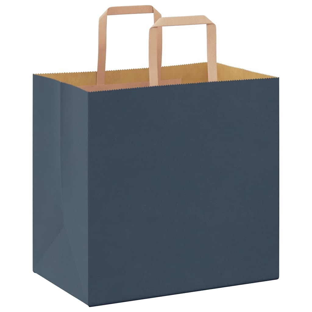Paper Bags 50 pcs with Handles Blue 26x17x25 cm