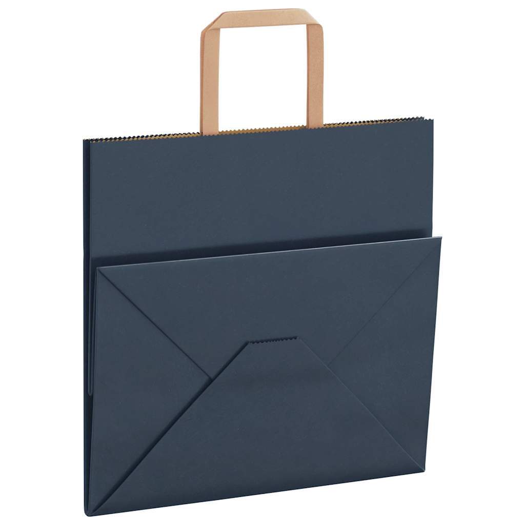 Paper Bags 50 pcs with Handles Blue 26x17x25 cm