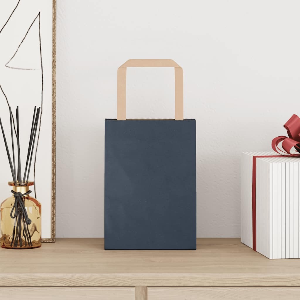 Paper Bags 250 pcs with Handles Blue 15x8x21 cm