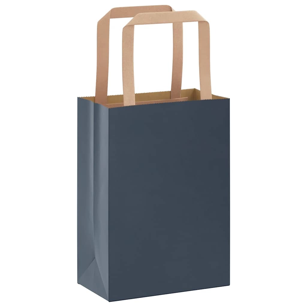 Paper Bags 250 pcs with Handles Blue 15x8x21 cm