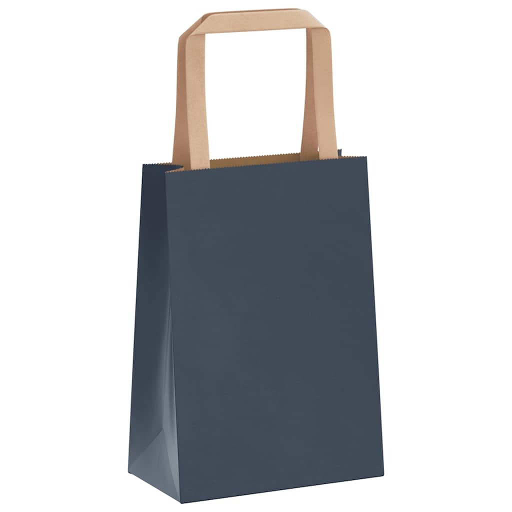 Paper Bags 250 pcs with Handles Blue 15x8x21 cm