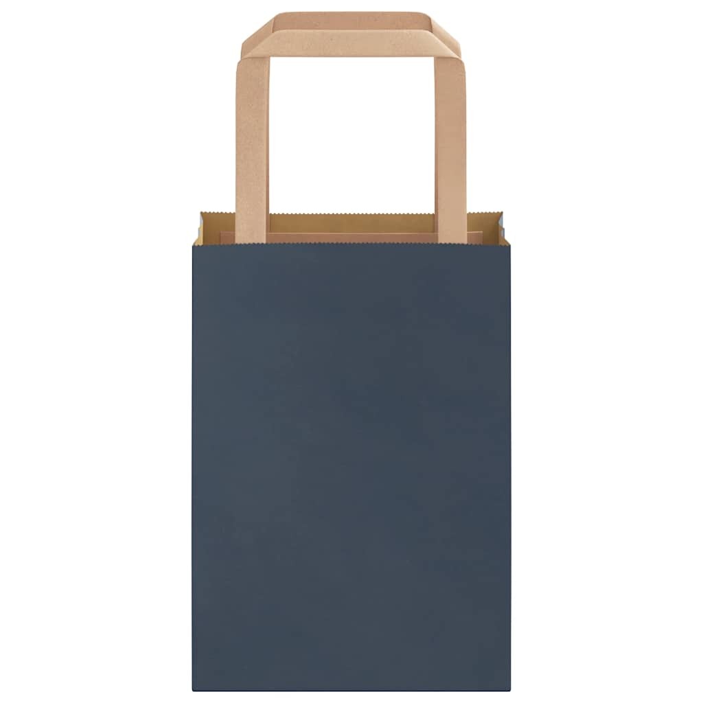 Paper Bags 250 pcs with Handles Blue 15x8x21 cm