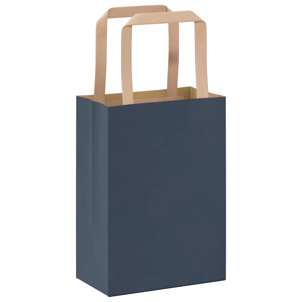 Paper Bags 250 pcs with Handles Blue 15x8x21 cm