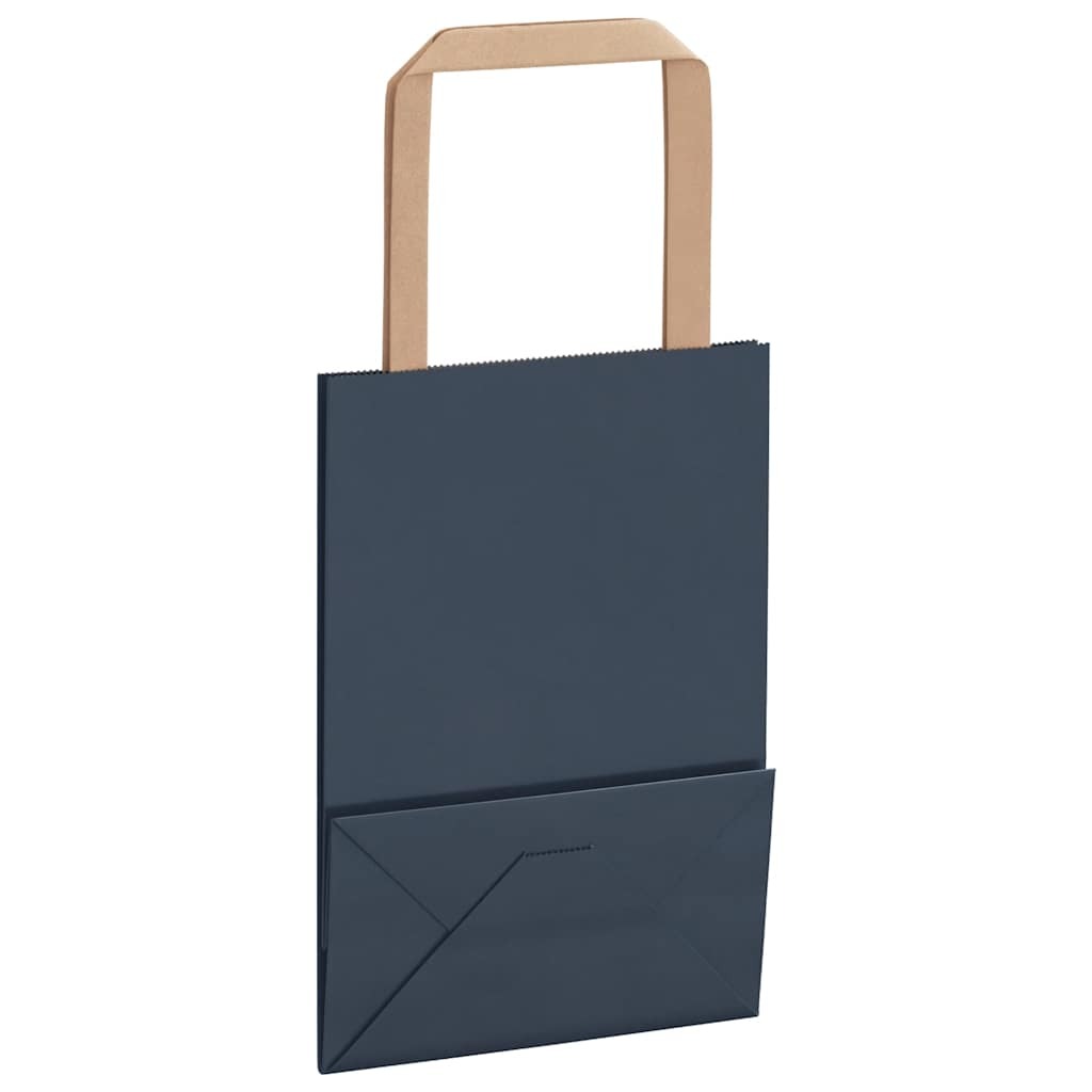 Paper Bags 250 pcs with Handles Blue 15x8x21 cm