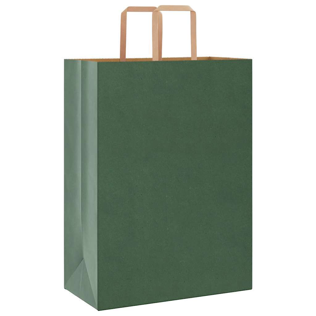 Paper Bags 50 pcs with Handles Green 32x17x44 cm