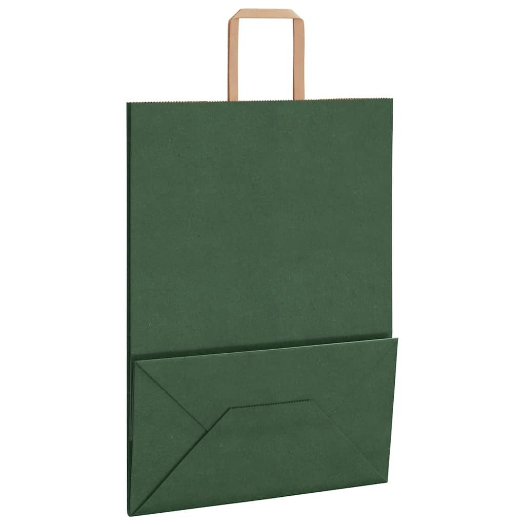 Paper Bags 50 pcs with Handles Green 32x17x44 cm