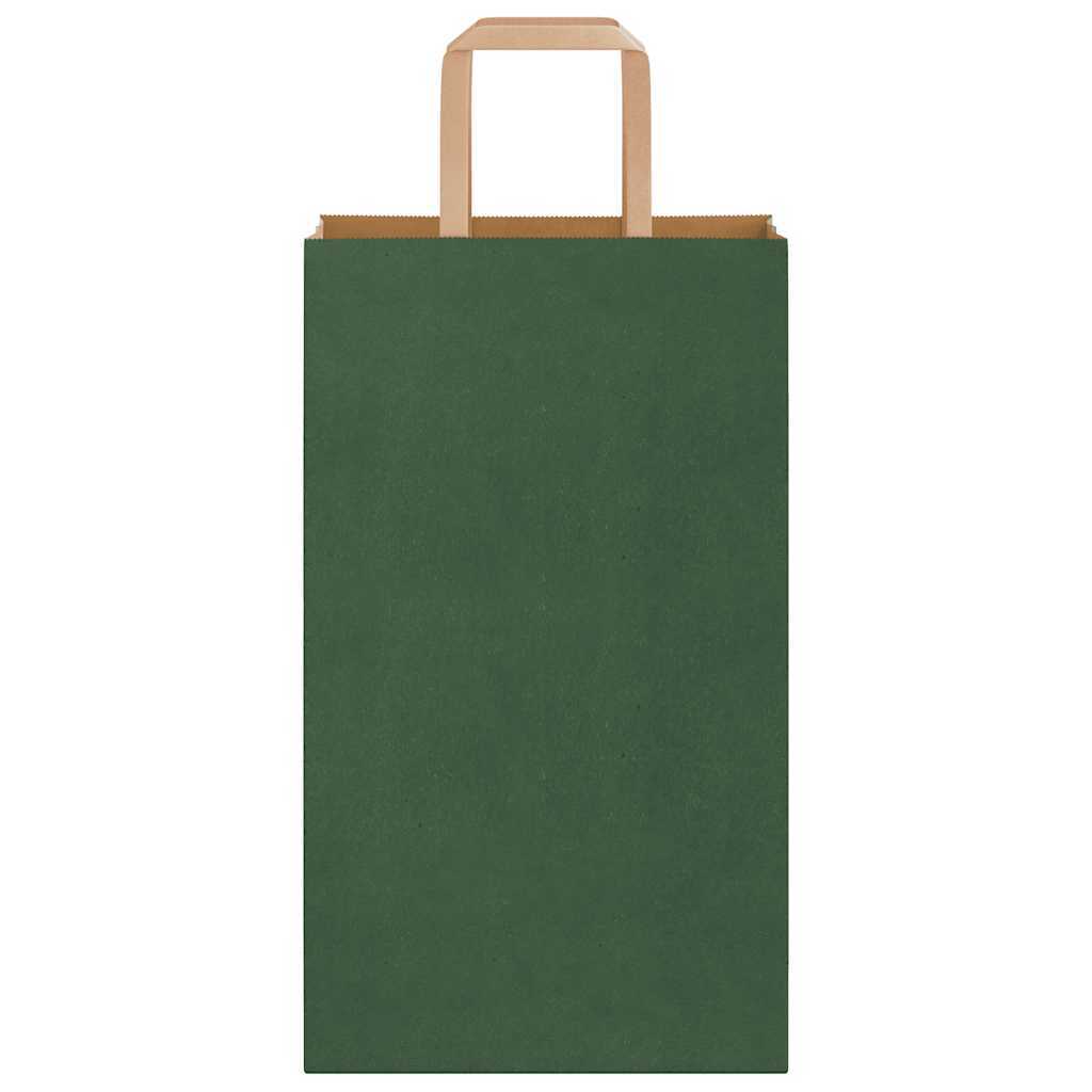 Paper Bags 250 pcs with Handles Green 21x11x36 cm