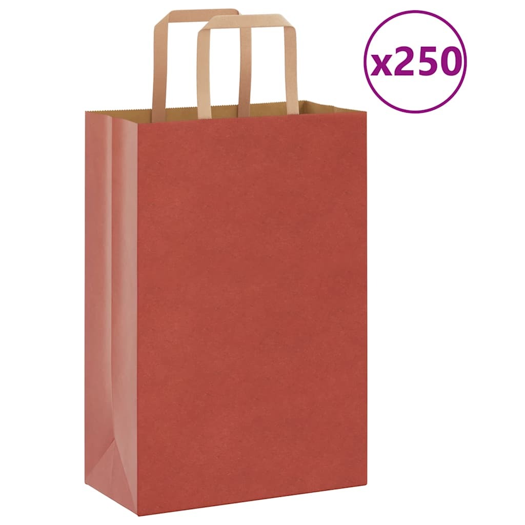 Paper Bags 250 pcs with Handles Red 21x11x31 cm