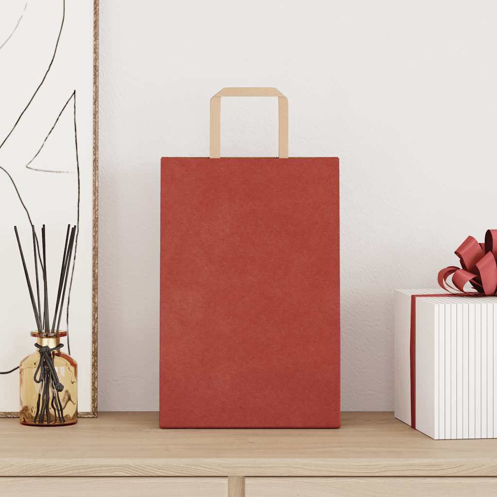 Paper Bags 250 pcs with Handles Red 21x11x31 cm