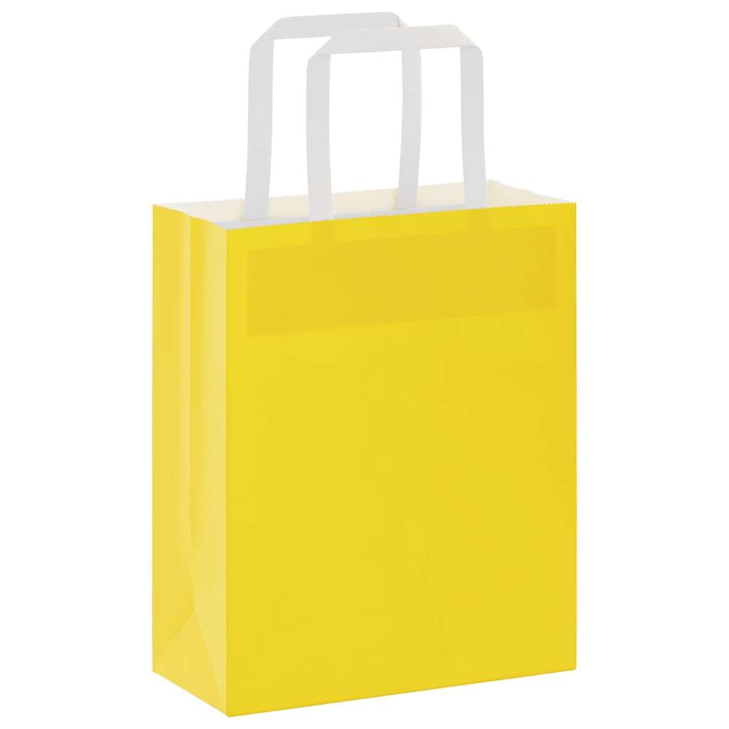 Paper Bags 50 pcs with Handles Yellow 18x8x22 cm