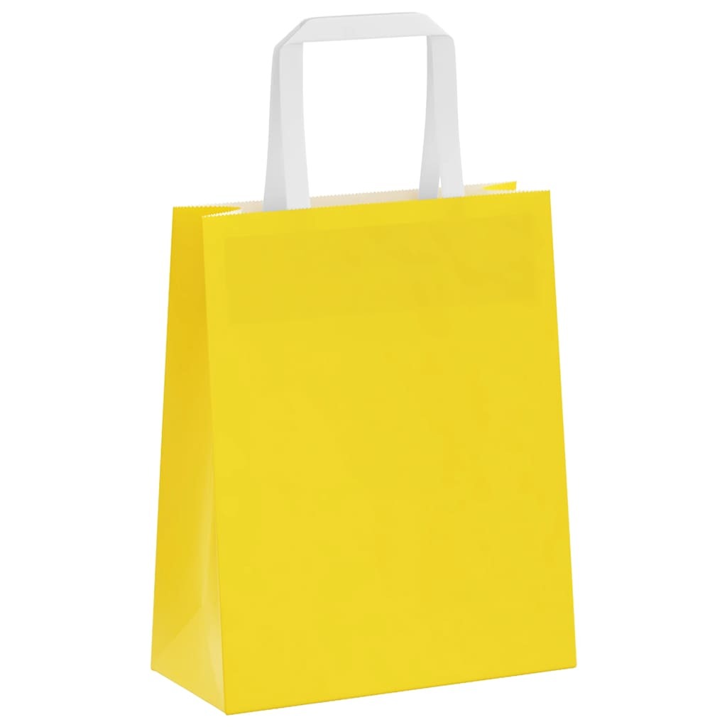 Paper Bags 50 pcs with Handles Yellow 18x8x22 cm
