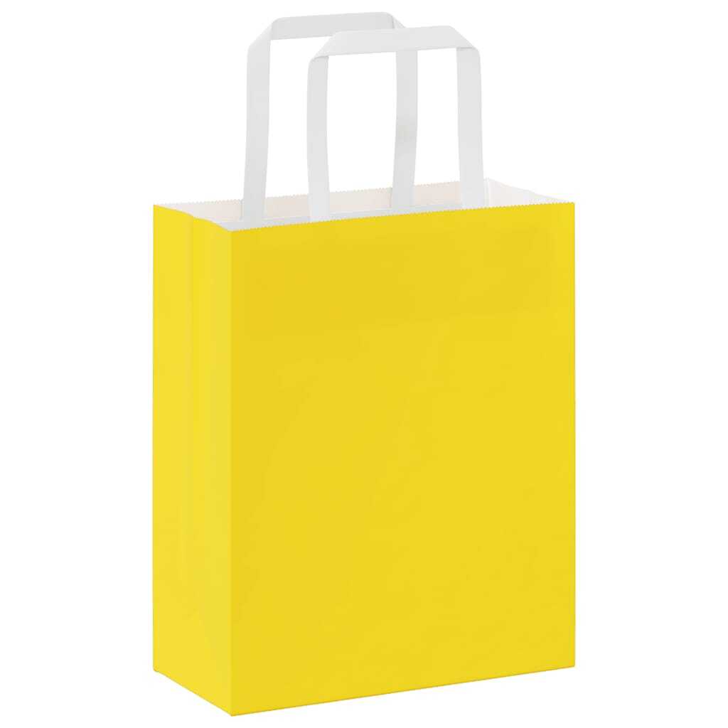 Paper Bags 50 pcs with Handles Yellow 18x8x22 cm
