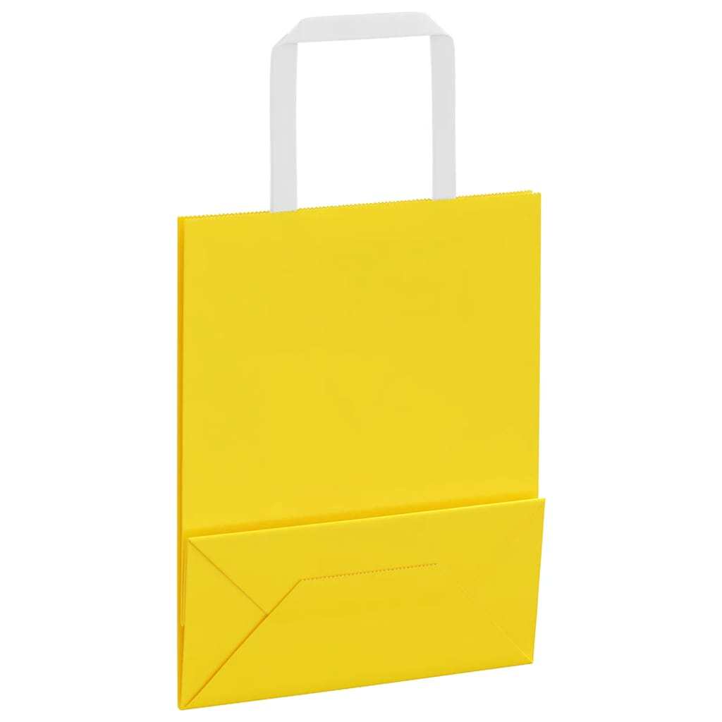 Paper Bags 50 pcs with Handles Yellow 18x8x22 cm
