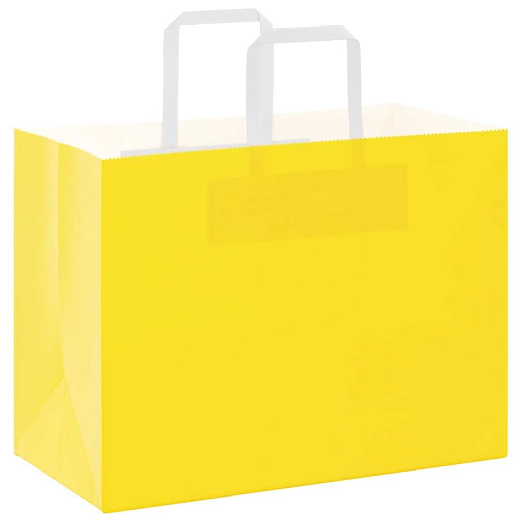 Paper Bags 50 pcs with Handles Yellow 32x17x25 cm