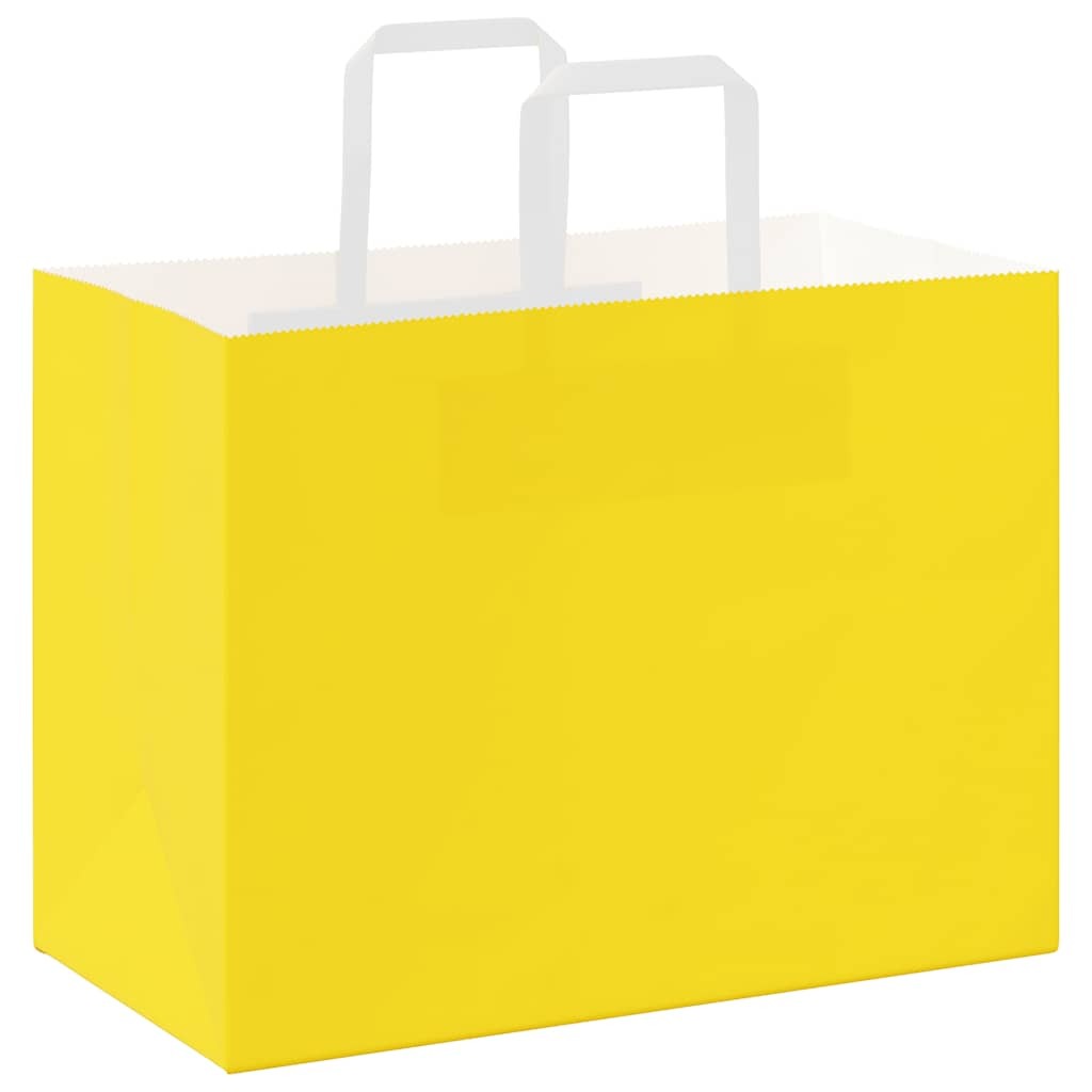 Paper Bags 50 pcs with Handles Yellow 32x17x25 cm