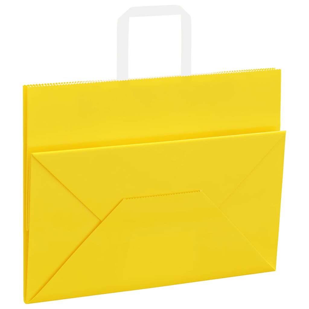 Paper Bags 50 pcs with Handles Yellow 32x17x25 cm