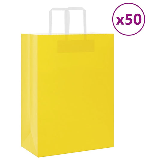 Paper Bags 50 pcs with Handles Yellow 32x17x44 cm