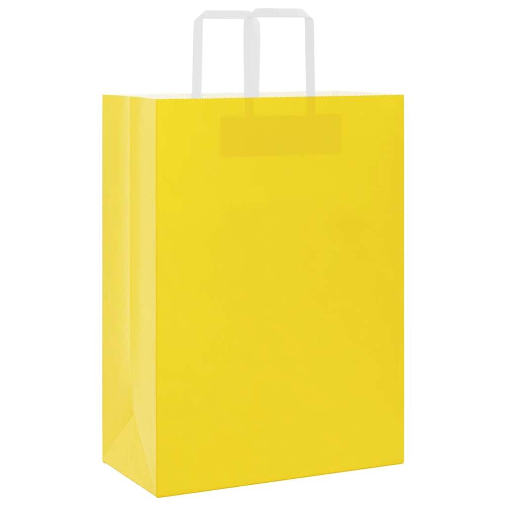 Paper Bags 50 pcs with Handles Yellow 32x17x44 cm