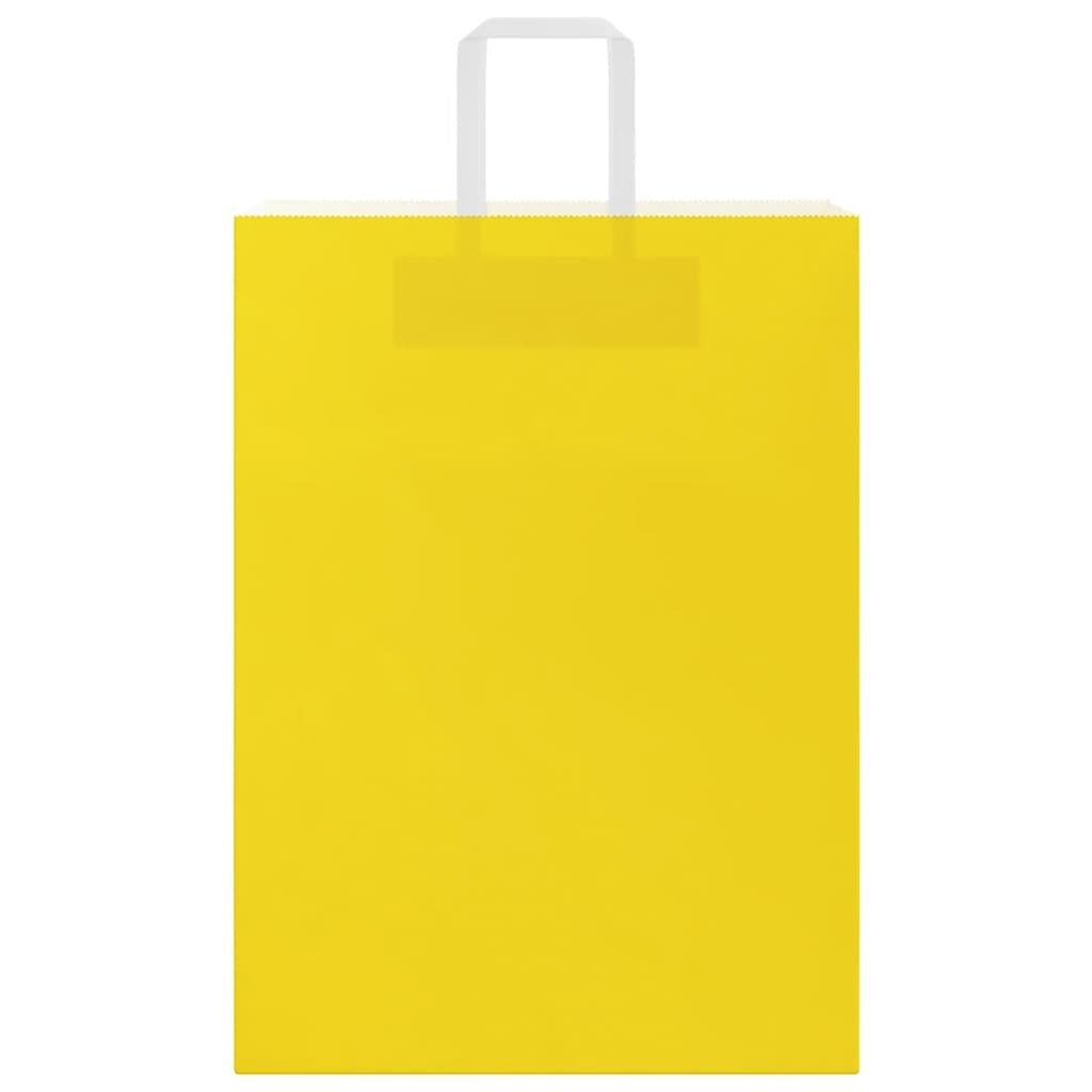 Paper Bags 50 pcs with Handles Yellow 32x17x44 cm