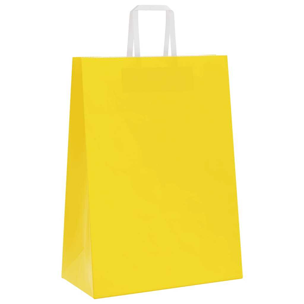 Paper Bags 50 pcs with Handles Yellow 32x17x44 cm