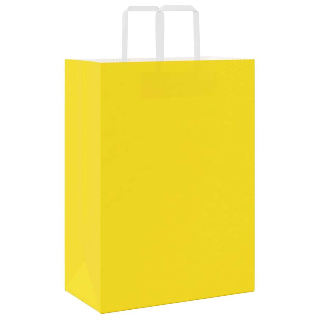 Paper Bags 50 pcs with Handles Yellow 32x17x44 cm