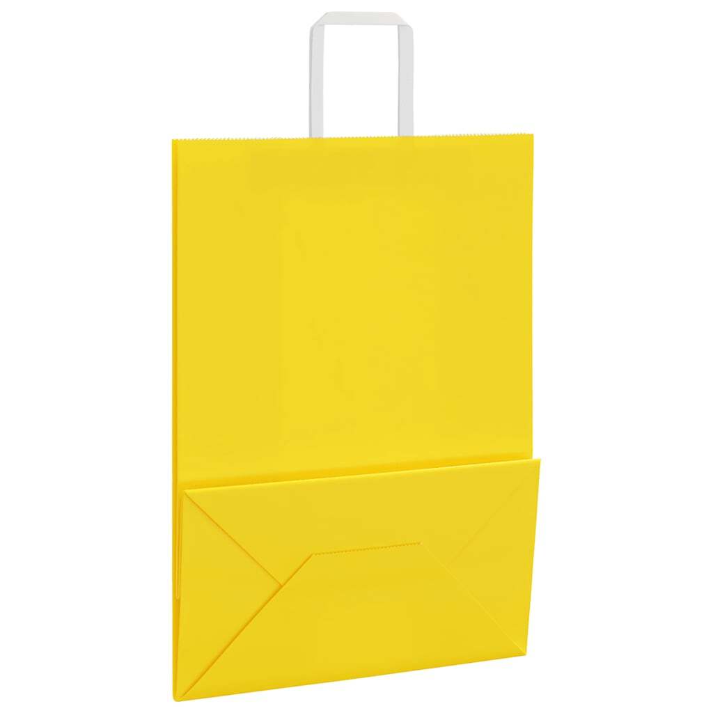 Paper Bags 50 pcs with Handles Yellow 32x17x44 cm