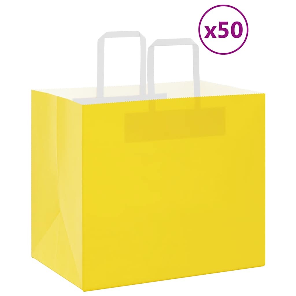 Paper Bags 50 pcs with Handles Yellow 32x22x28 cm