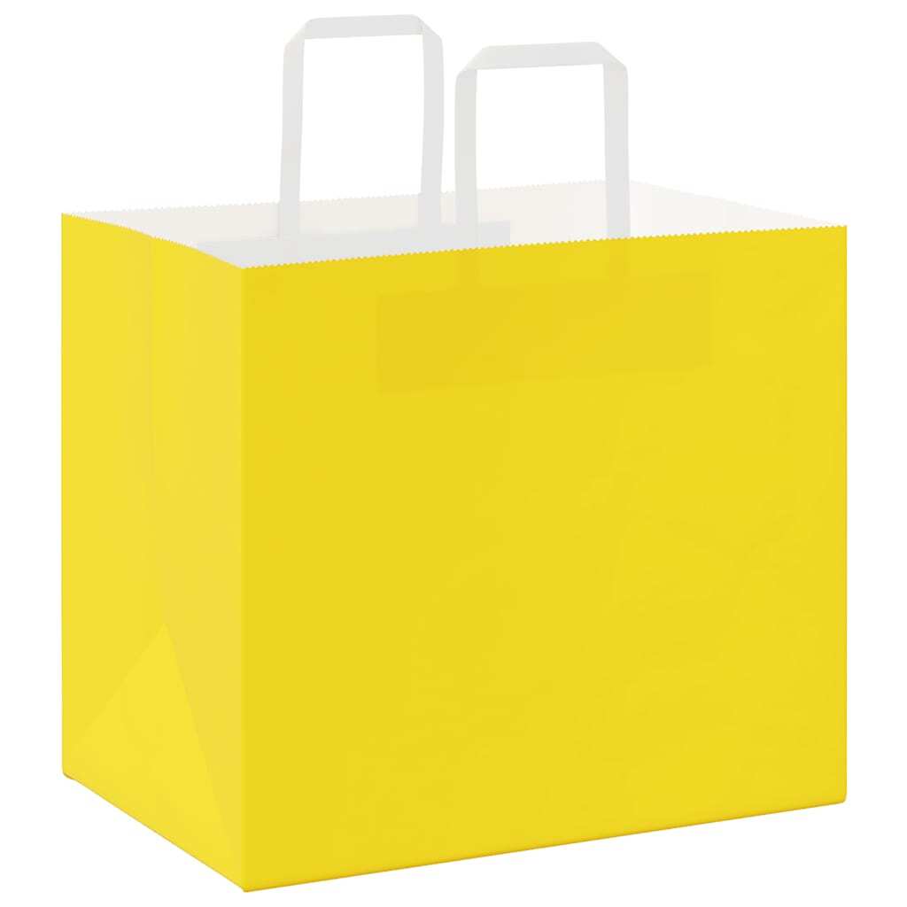 Paper Bags 50 pcs with Handles Yellow 32x22x28 cm